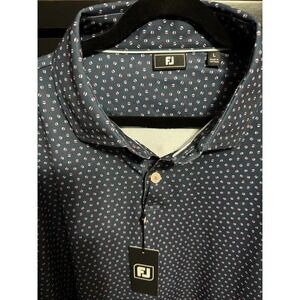 FootJoy NWT L Bounce Print Blue Denim Tonys Market Charity Polo‎ Shirt A01